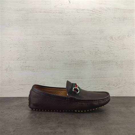 gucci damo leather horsebit driver|Men's driver with Horsebit in brown leather .